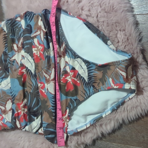PINKBLUSH Blue Tropical Print One Piece Maternity Swimsuit ~ NWOT - Picture 12 of 13